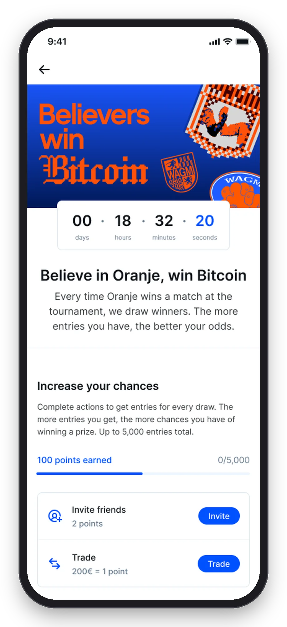 WAGMI campaign in the Bitvavo app: Believe in Oranje, win Bitcoin