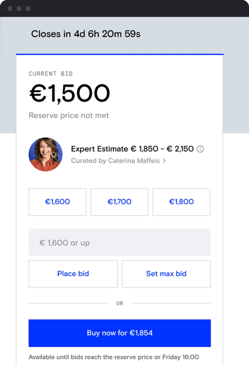 Purchase block on the object page with bidding and Buy Now