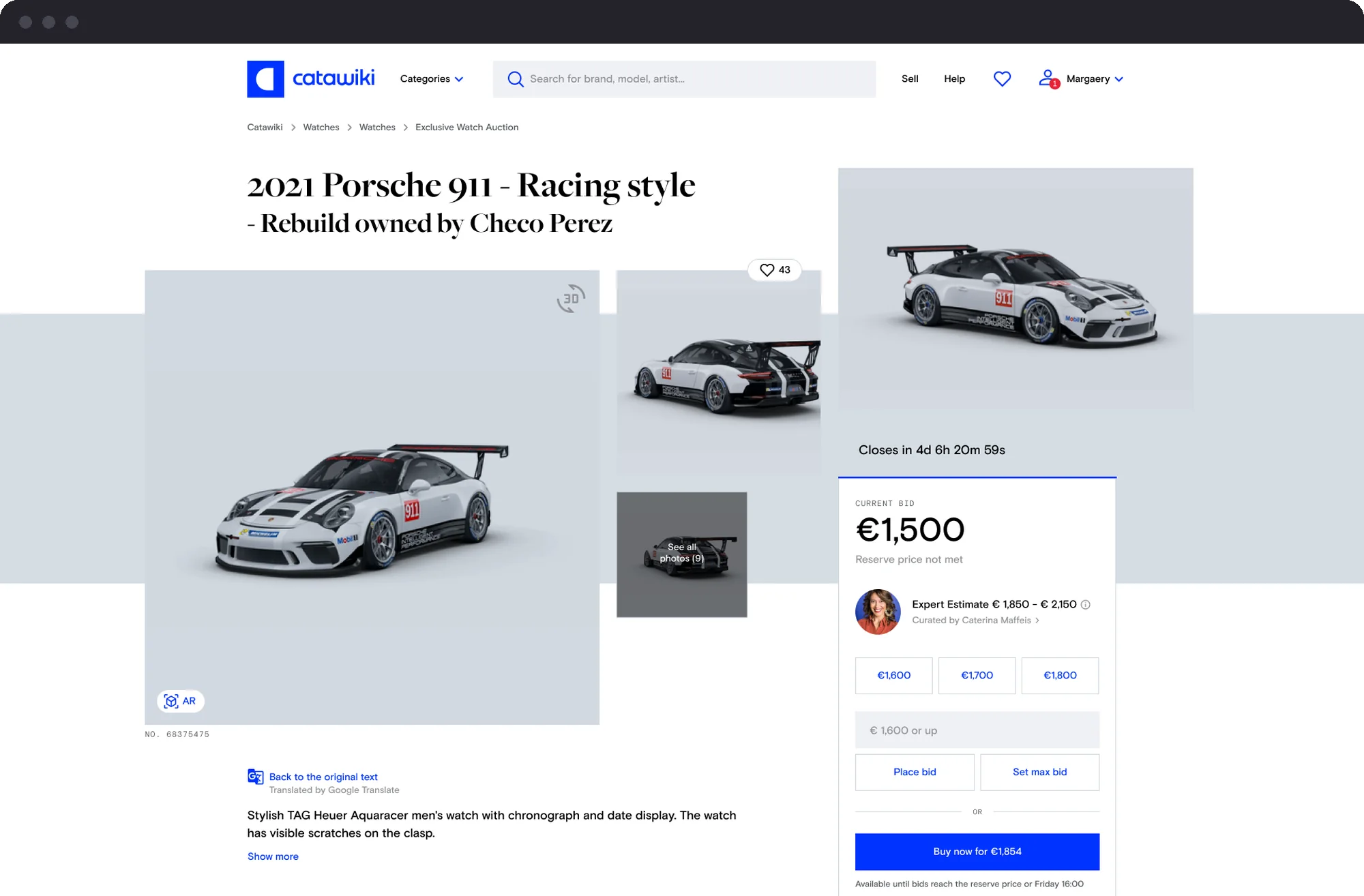 Object page with bidding and Buy Now side by side
