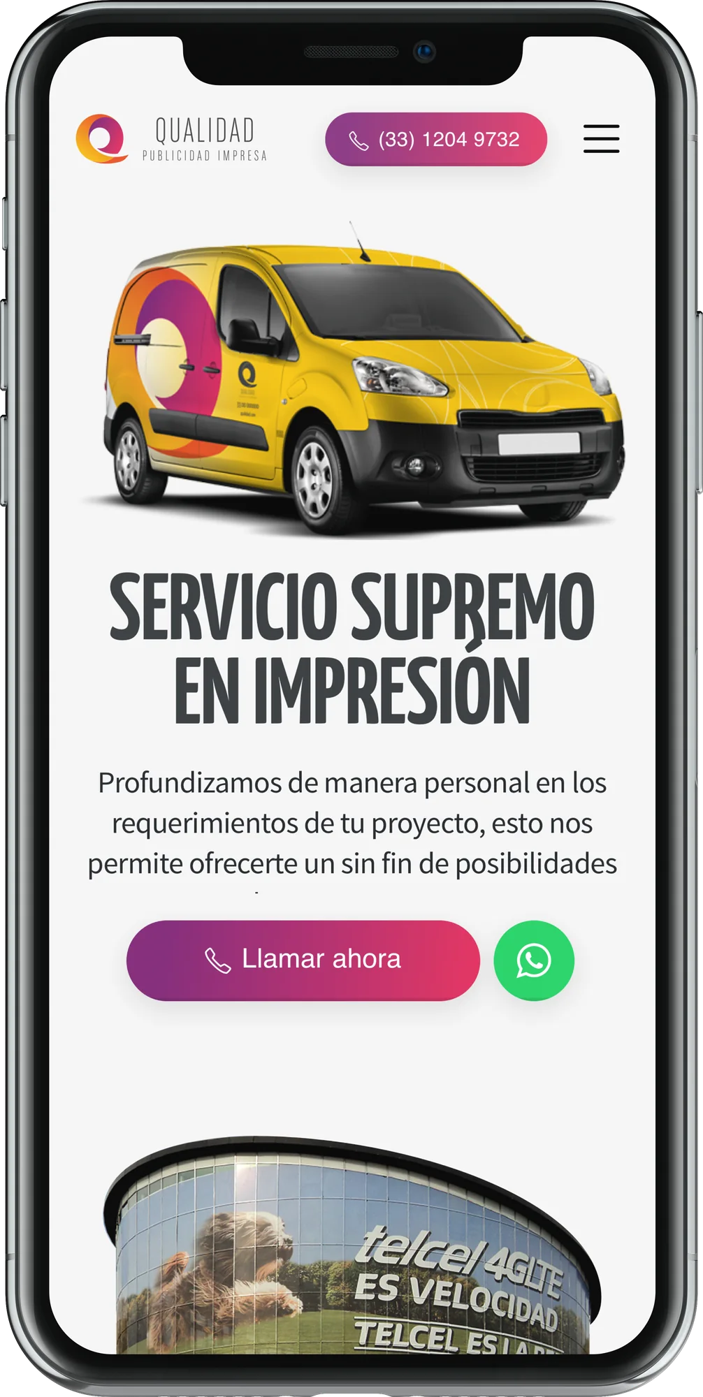 Qualidad website on a phone